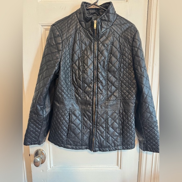 Giacca Black Quilted Leather Jacket - Picture 1 of 7